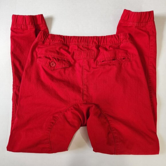 Akademiks Cotton Joggers Mens M Red Pull On Tapered Twill Articulated Knees - Picture 10 of 10